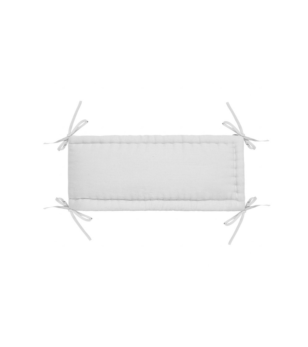 Linen Cot Bumper, White, Quilted