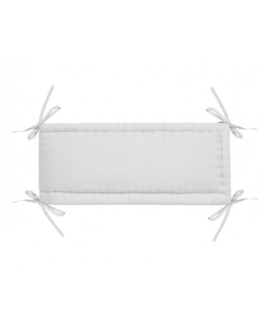 Linen Cot Bumper, White, Quilted