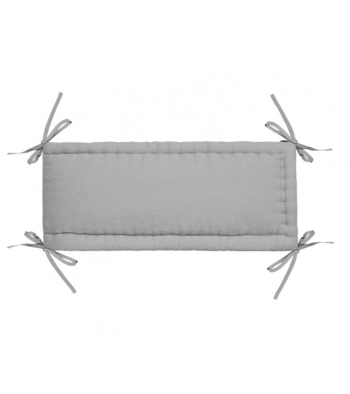 Linen Cot Bumper Gray Quilted