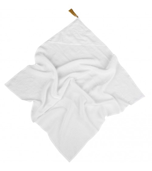 Linen swaddle with cap white