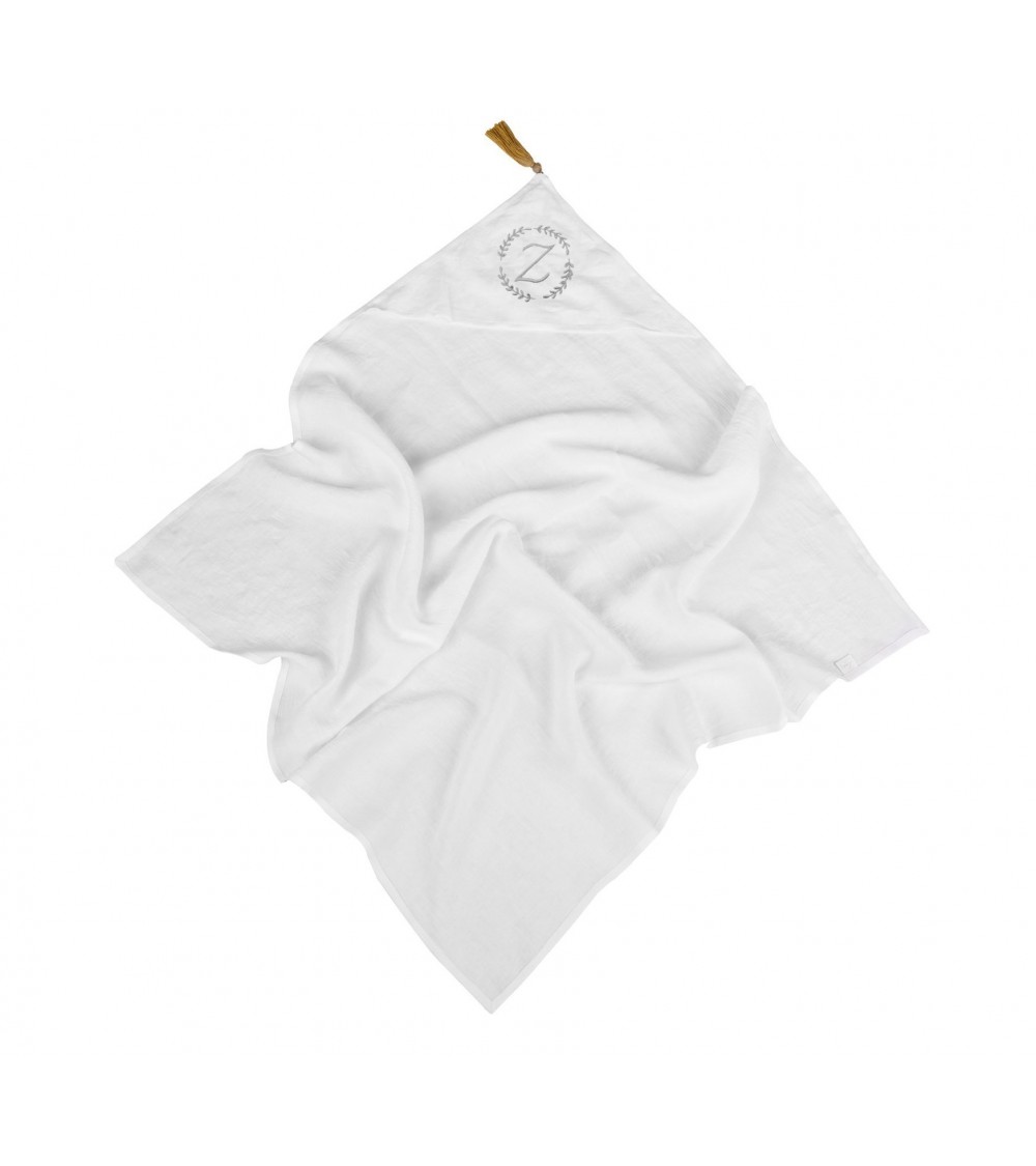 Linen swaddle with cap white Customized